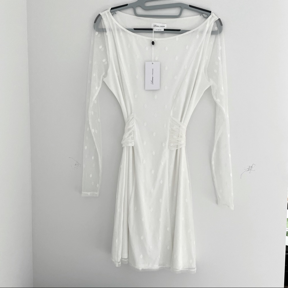 Lovers + Friends Addy Mini Dress in White Dot